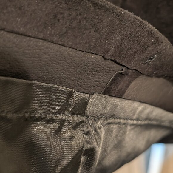 Black Pig Suede Dress Maxi, Long Sleeves, Vintage, Sz 12, Bonwit Teller Designer - Picture 7 of 11